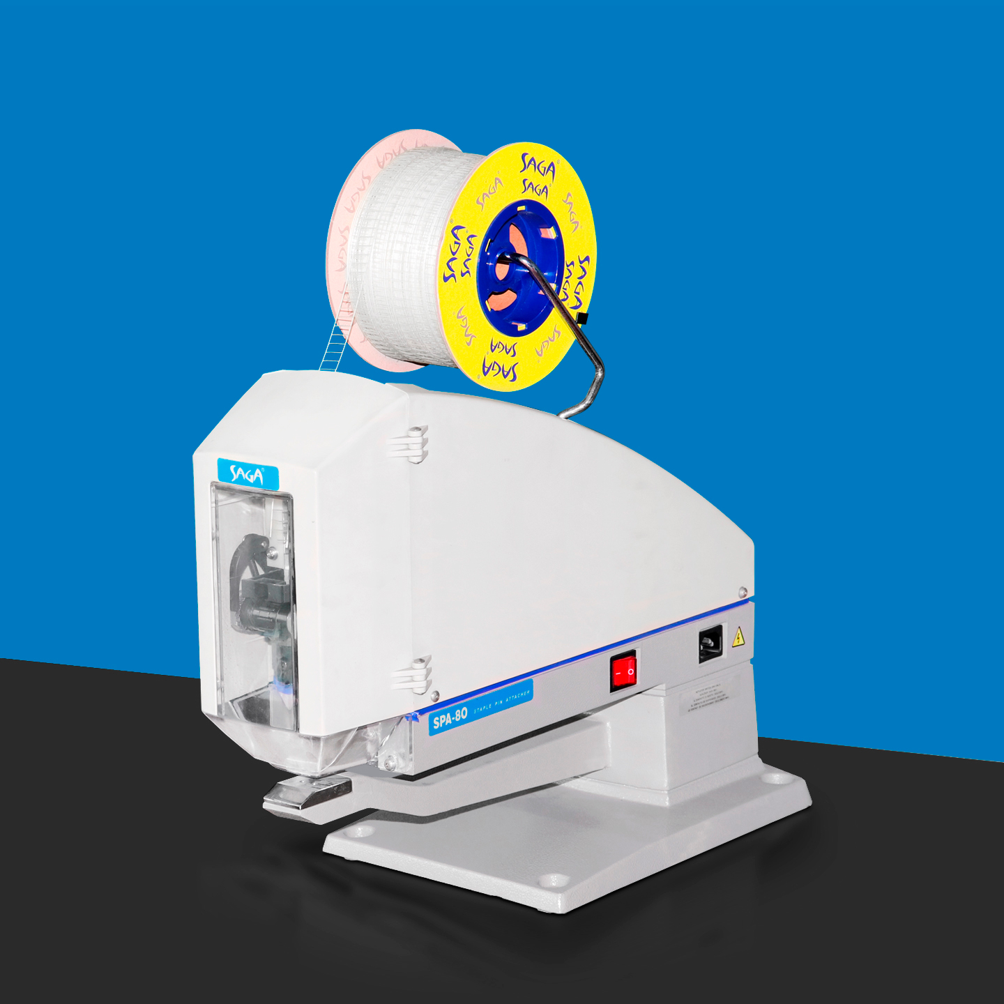SAGA SPA-80 staple fastening machine for labels and positioning